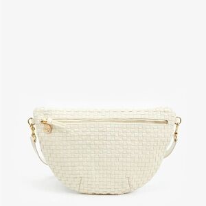 Clare V Grande Fanny Cream Woven Checker Crossbody Bag NWT
